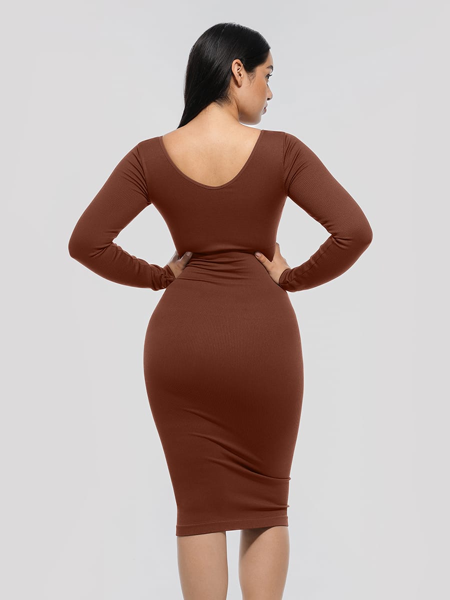 Eco-Friendly Seamless Long Sleeve Waist-Enhancing Shaper Dress