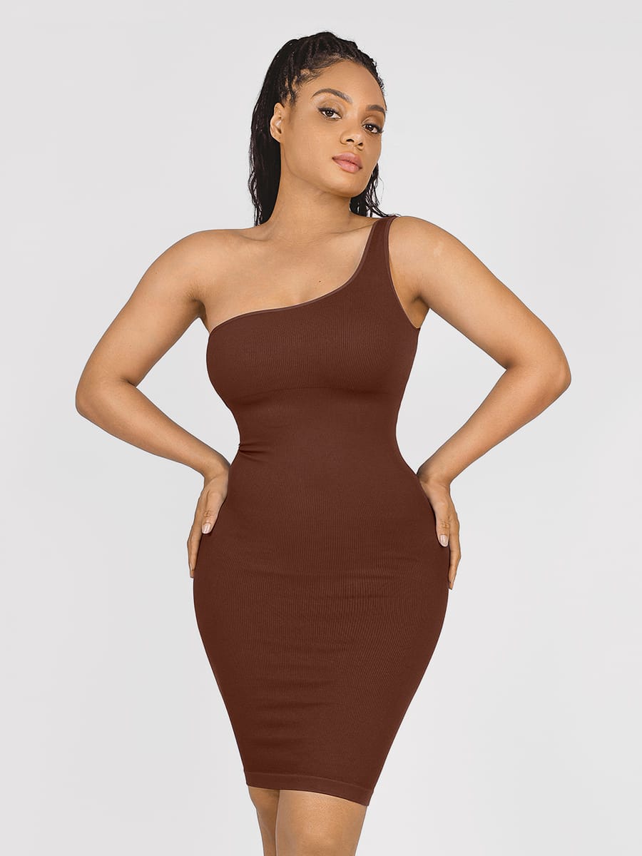 Eco-Chic One-Shoulder Waist Sculpting Shaper Dress