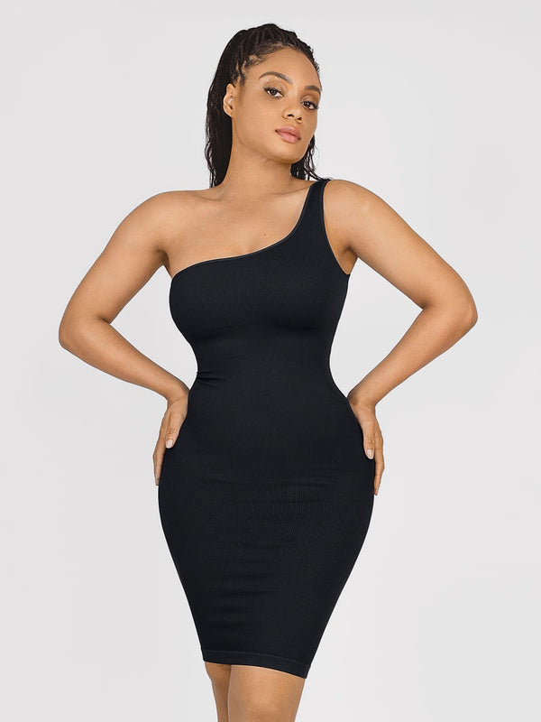 Eco-Chic One-Shoulder Waist Sculpting Shaper Dress