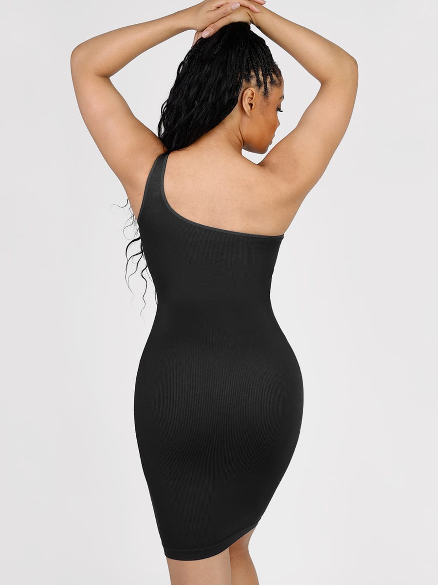 Eco-Chic One-Shoulder Waist Sculpting Shaper Dress