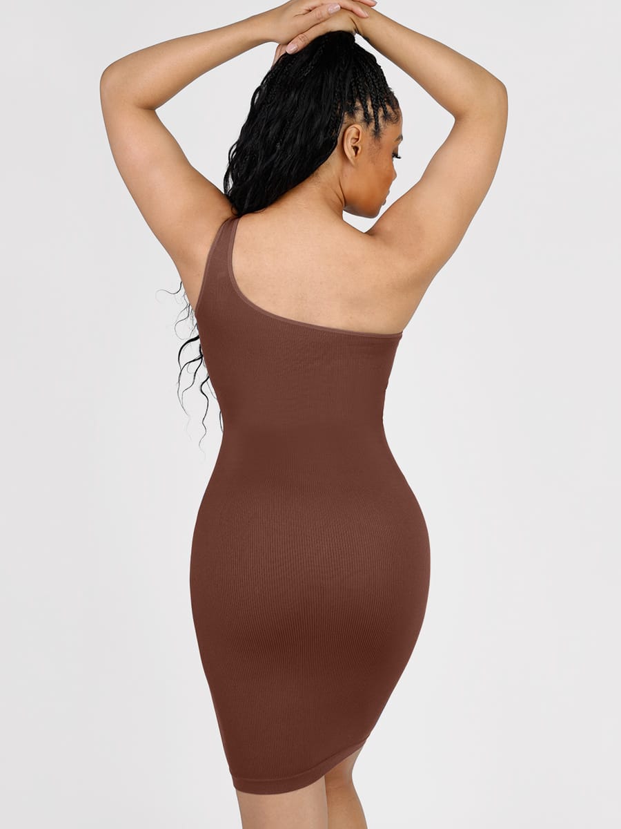 Eco-Chic One-Shoulder Waist Sculpting Shaper Dress