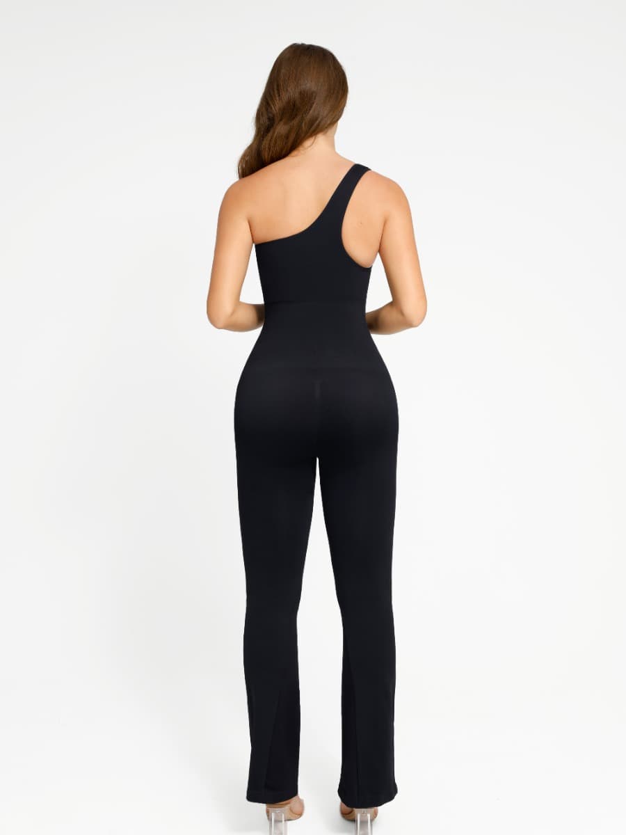Elegant Seamless Shaping Jumpsuit with Flare Leg Design