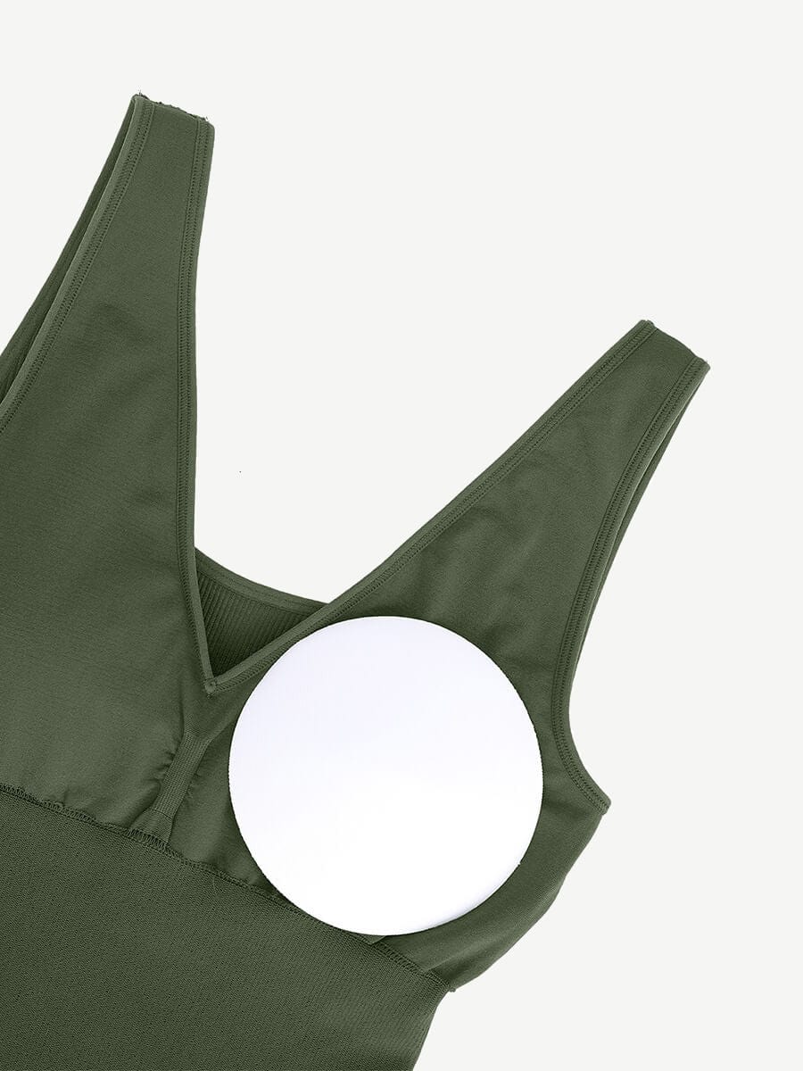 Eco-Friendly Seamless V-Neck Shaping Dress with Removable Pads