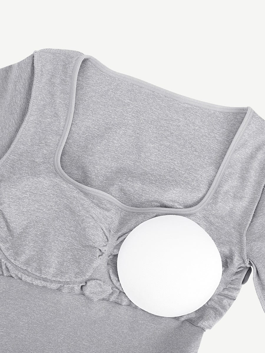 Eco-friendly Seamless Shaping Dress with Square Neck Long Sleeves