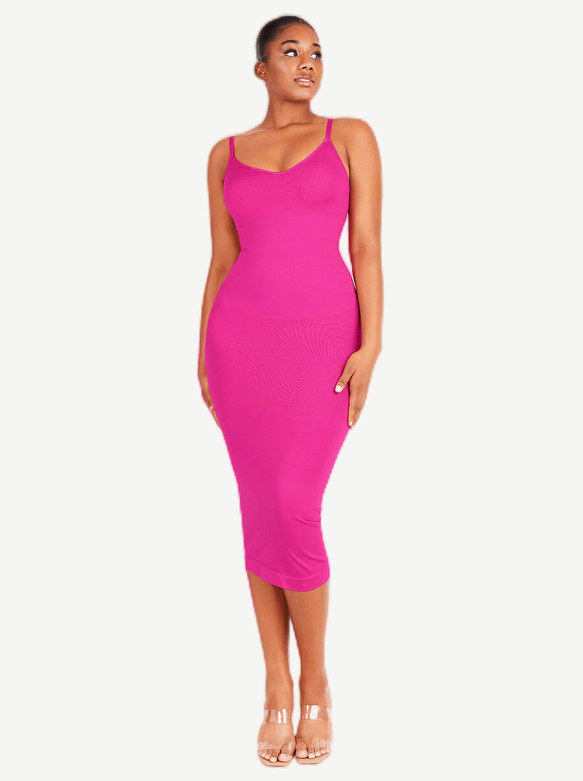 Eco-friendly Spaghetti Strap V-neck Seamless Shaper Dress