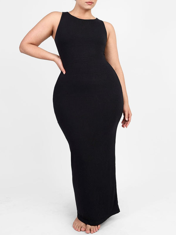 Light Support Crew Neck Shapewear Dress with Built-in Contouring