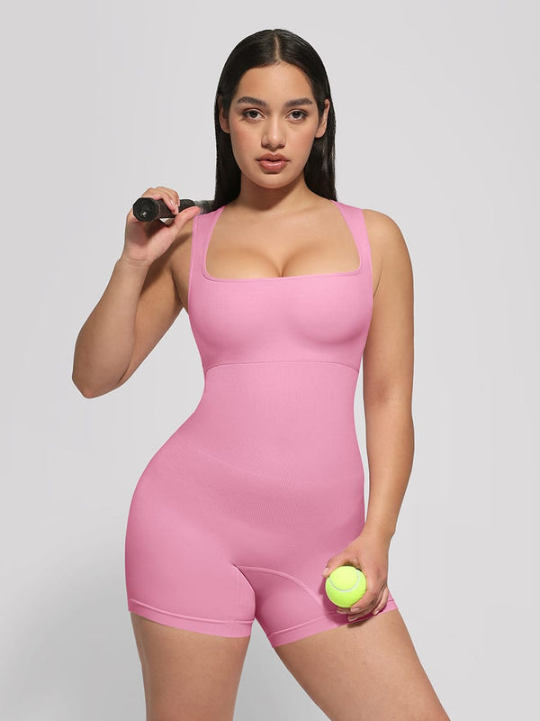 Eco-Chic Seamless Sculpting Jumpsuit with Square Neck