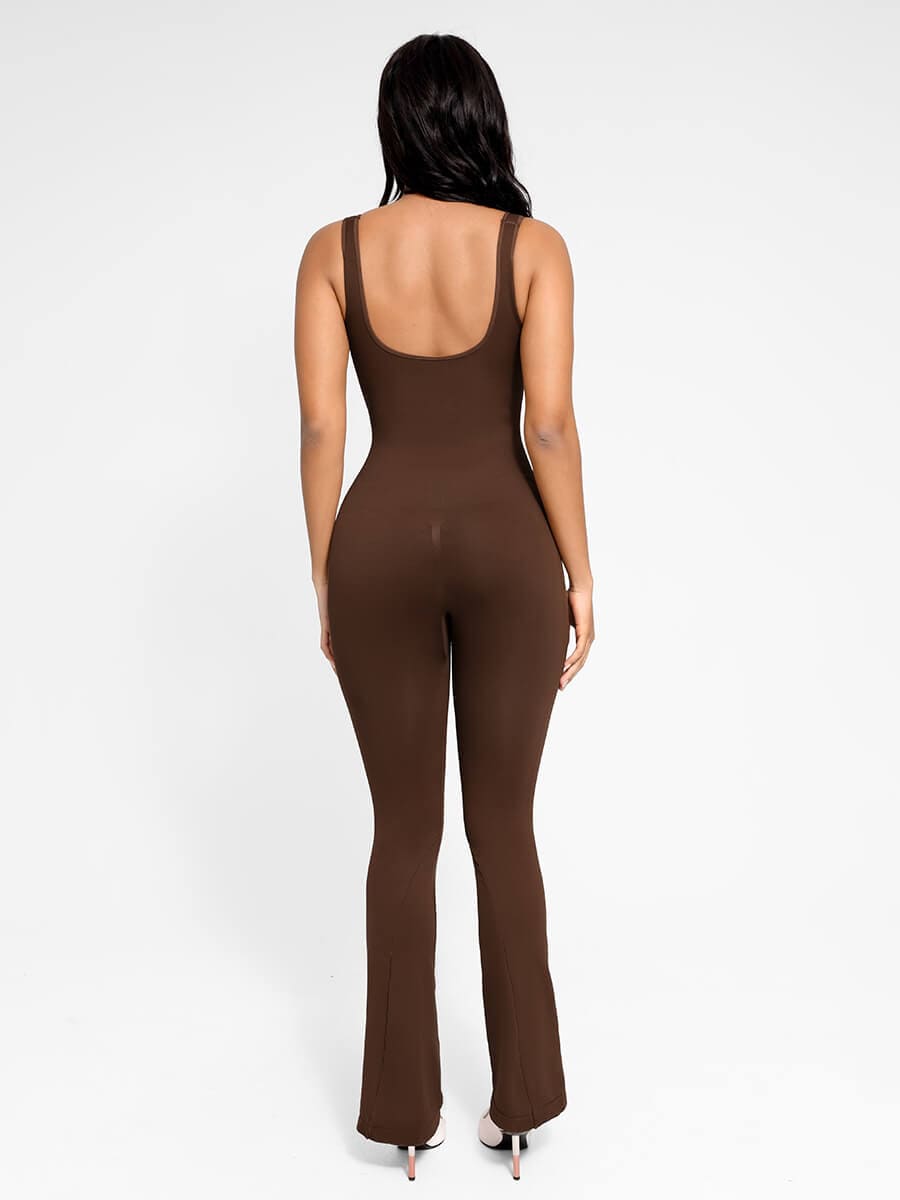 Chic Seamless Square Neck Flared Jumpsuit