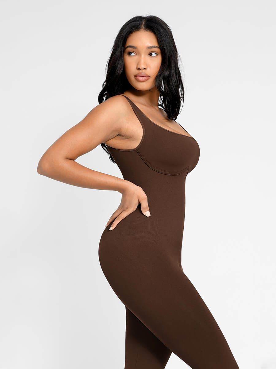 Chic Seamless Square Neck Flared Jumpsuit