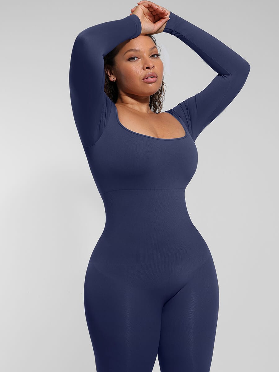 Chic Seamless T-Shoulder Flared Jumpsuit