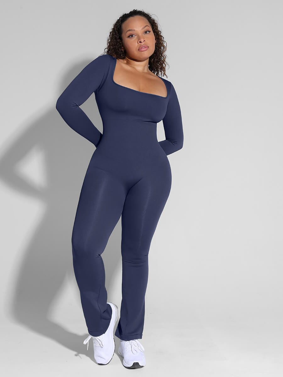 Chic Seamless T-Shoulder Flared Jumpsuit