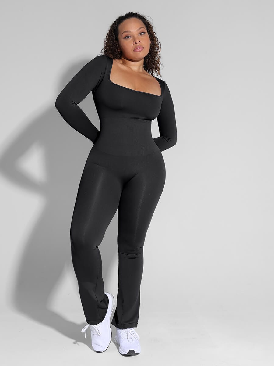 Chic Seamless T-Shoulder Flared Jumpsuit
