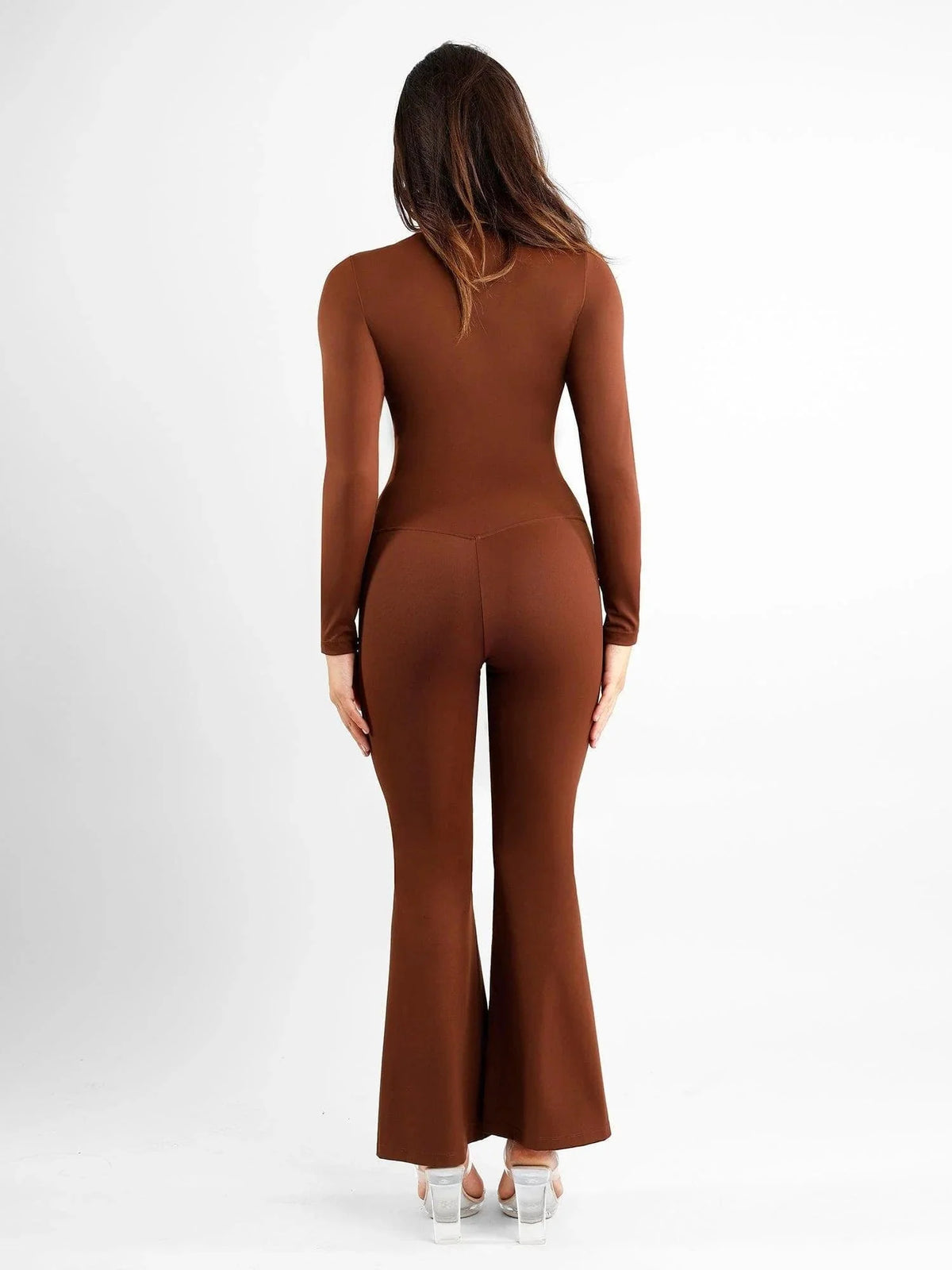High Rise Tummy Control Flare Pants with Split Hem