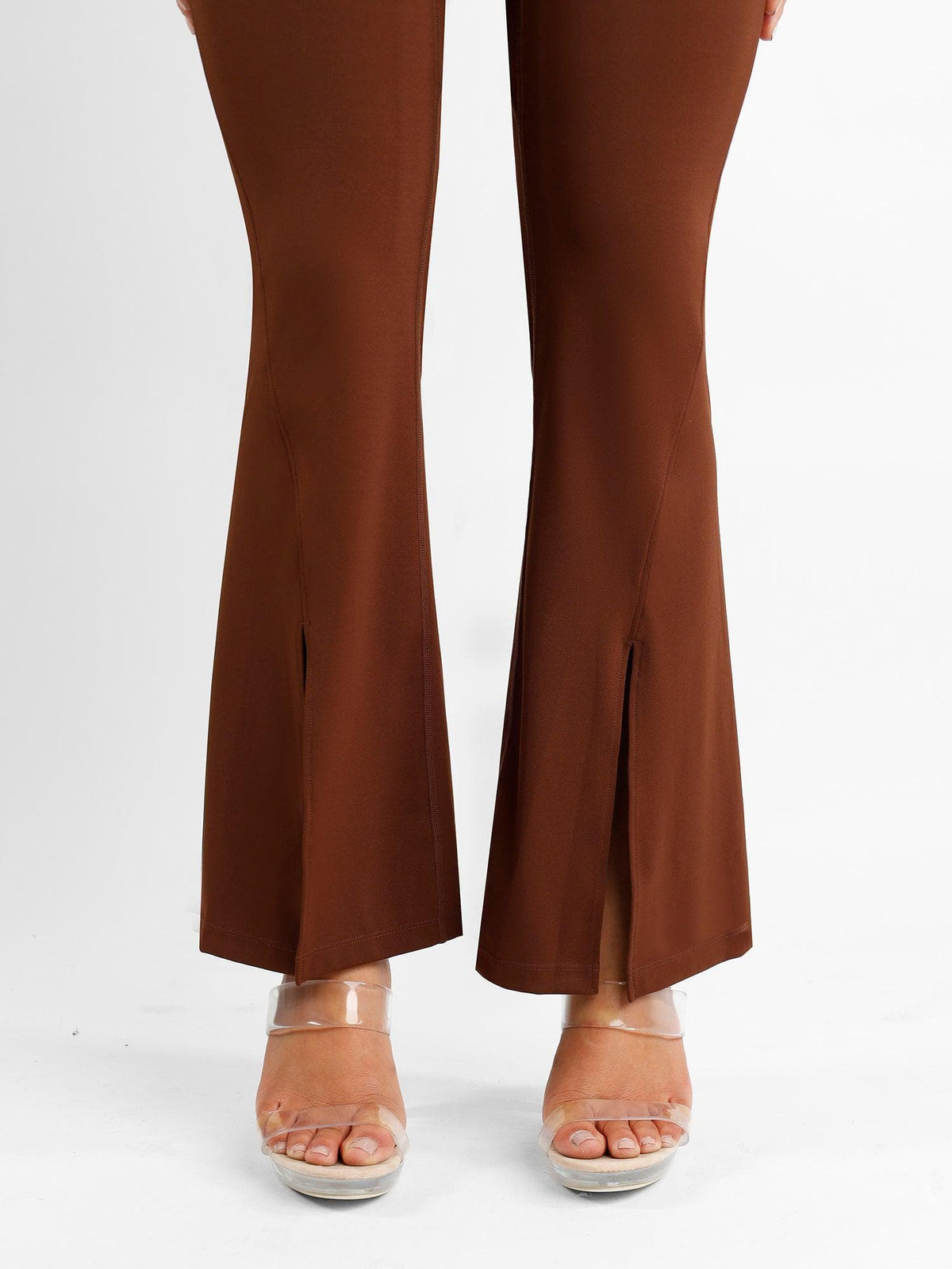 High Rise Tummy Control Flare Pants with Split Hem