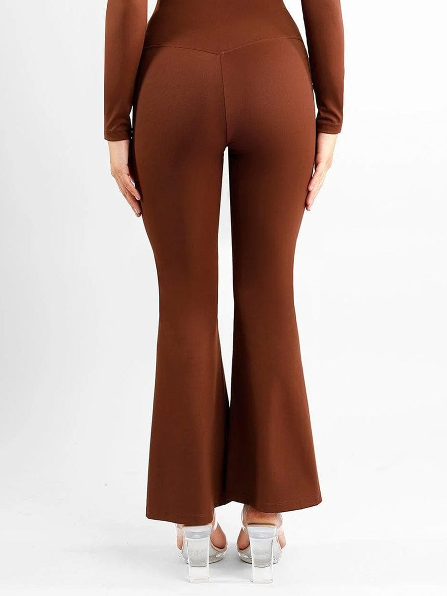 High Rise Tummy Control Flare Pants with Split Hem