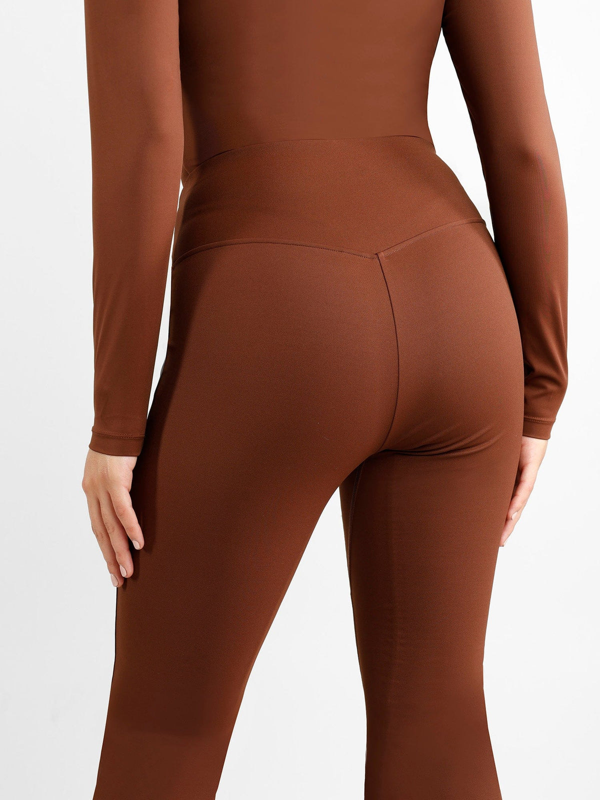 High Rise Tummy Control Flare Pants with Split Hem