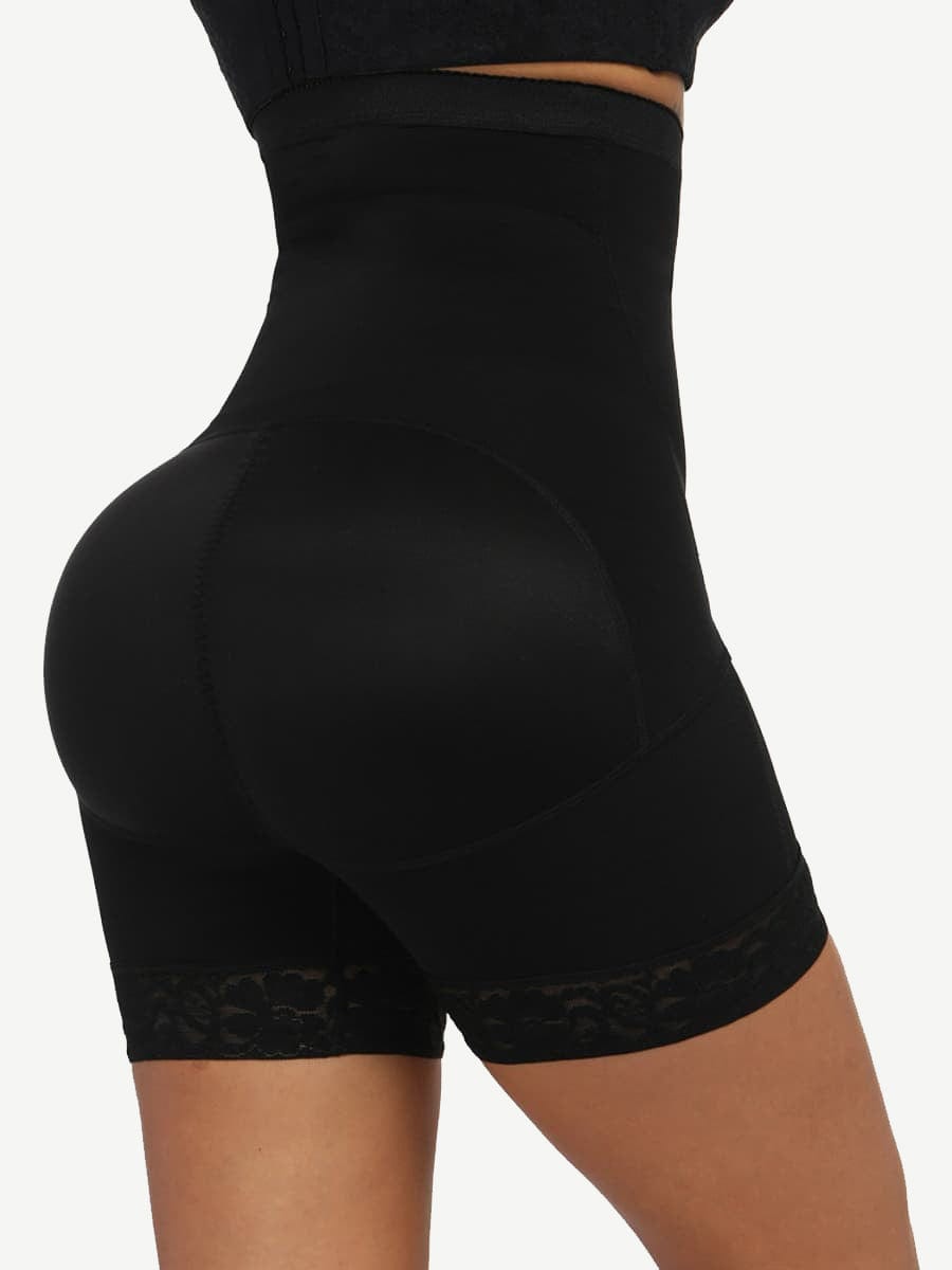 Queen Size High Waist Post-Surgical Slimming Shorts with Lace Details