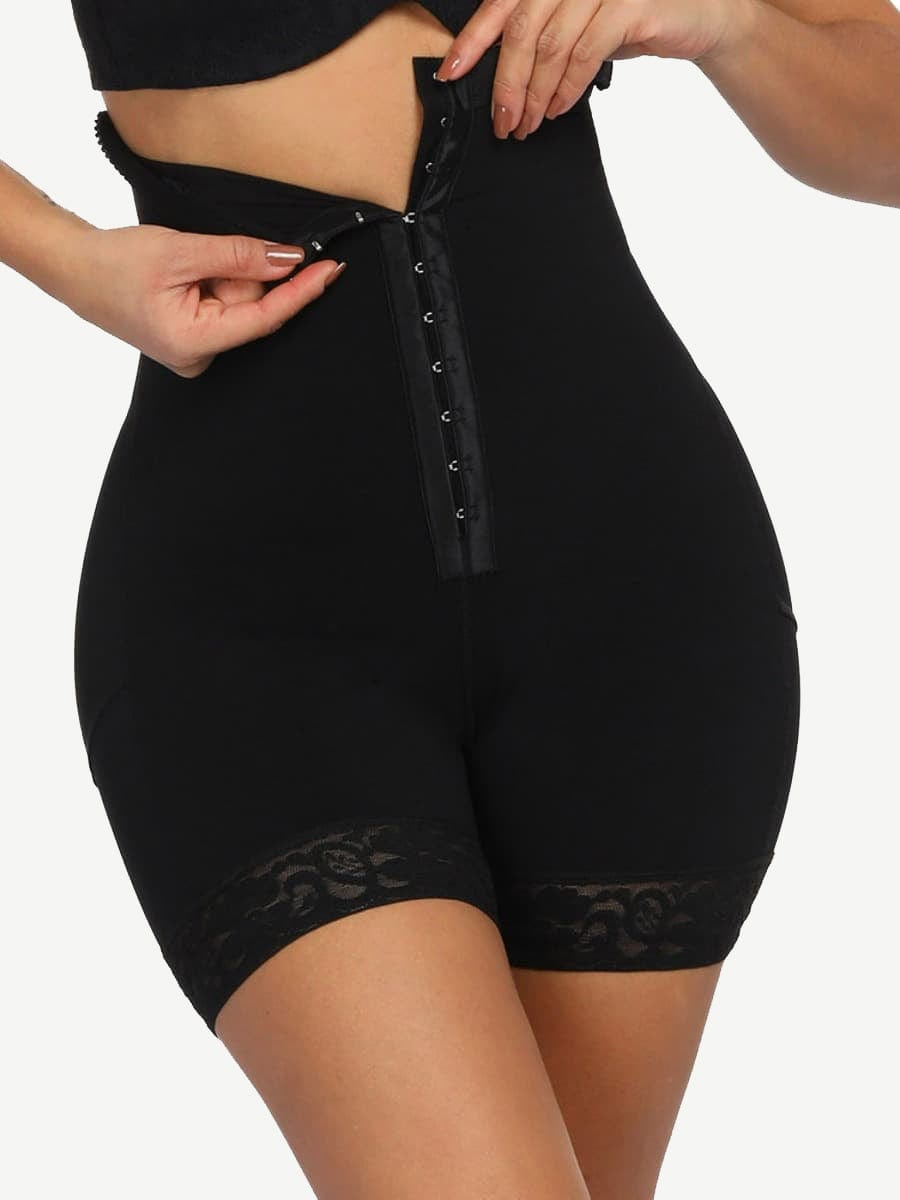 Queen Size High Waist Post-Surgical Slimming Shorts with Lace Details