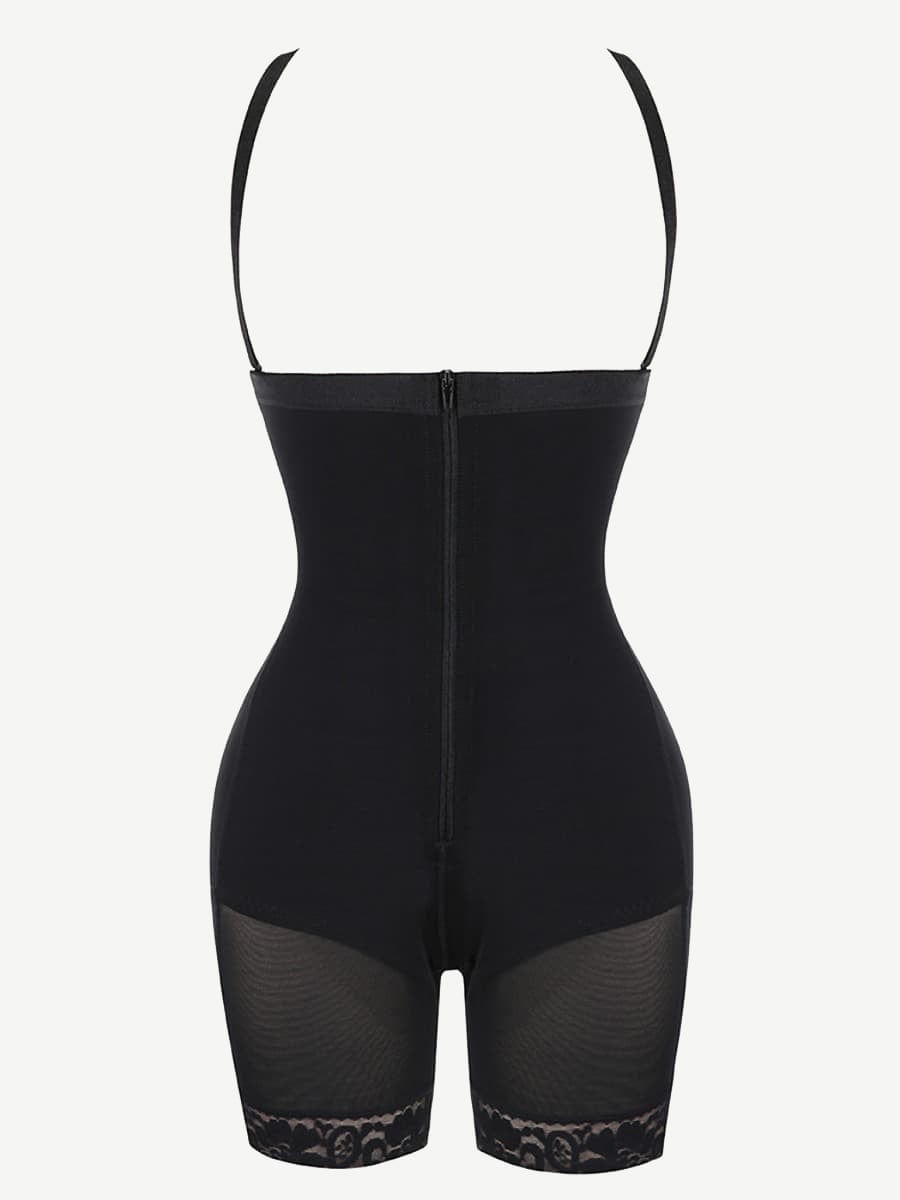 Detachable Straps Post-Op Full Body Shaper with Zipper Tummy Control