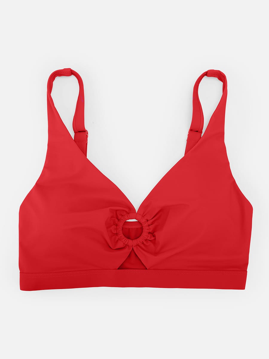 Deep V Tummy Control Swimsuit with Stylish Metal Ring