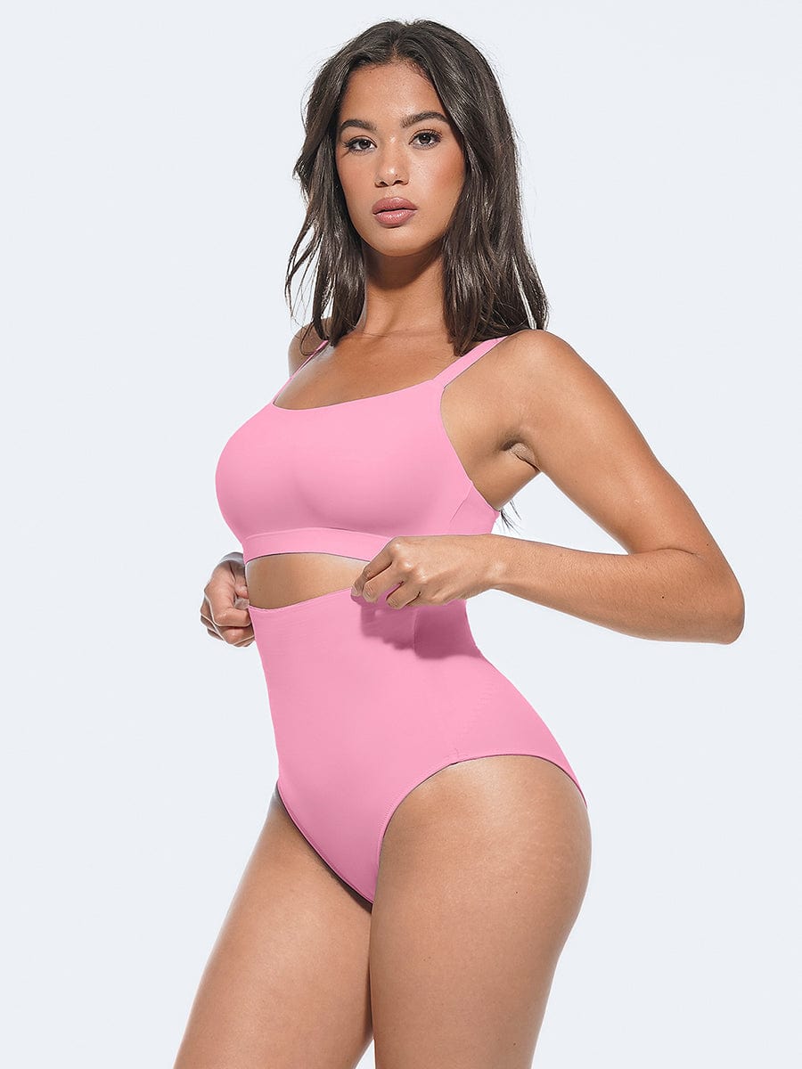 High-Waist Antibacterial Shapewear with Stretch Elastic Support