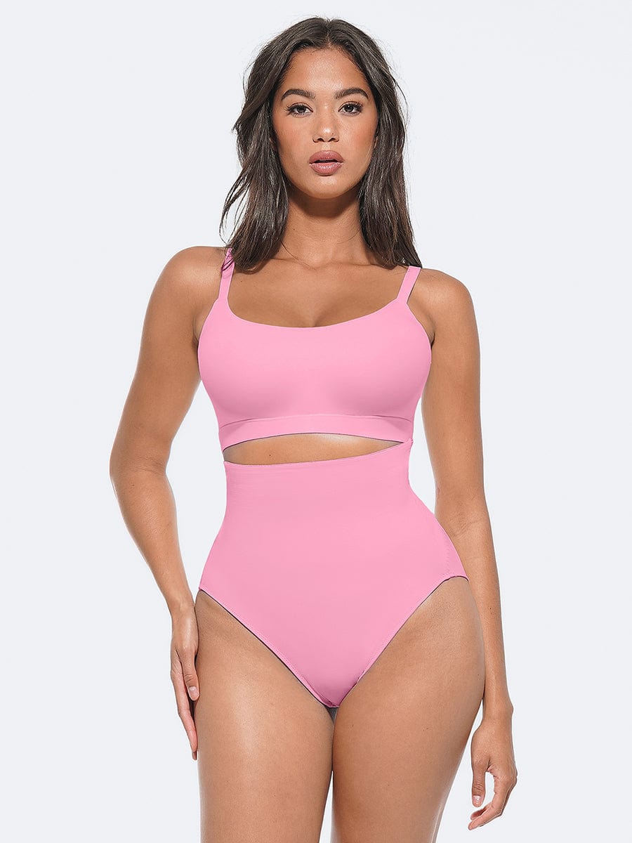High-Waist Antibacterial Shapewear with Stretch Elastic Support