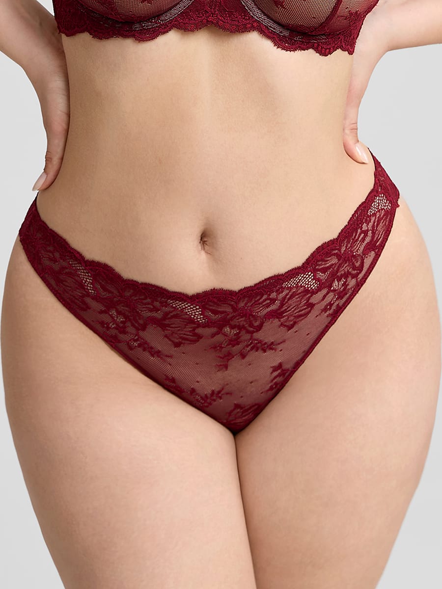 Elegant Low-Rise Lace Panties with Antibacterial Cotton Comfort