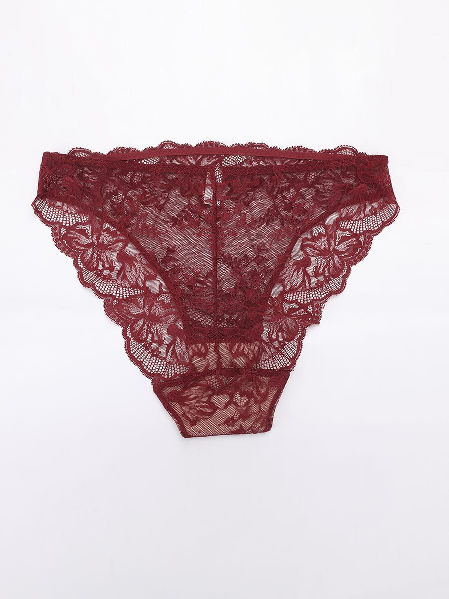 Elegant Low-Rise Lace Panties with Antibacterial Cotton Comfort