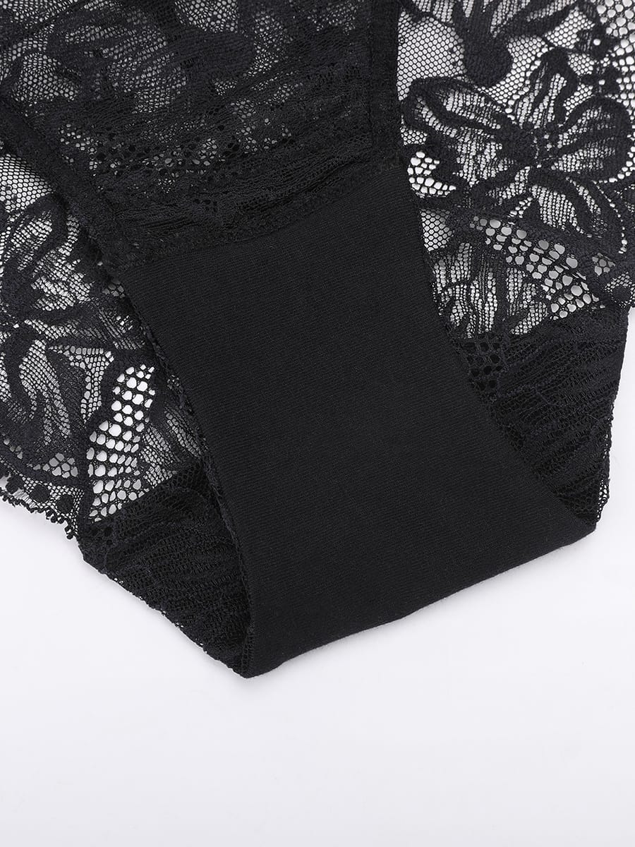 Elegant Low-Rise Lace Panties with Antibacterial Cotton Comfort