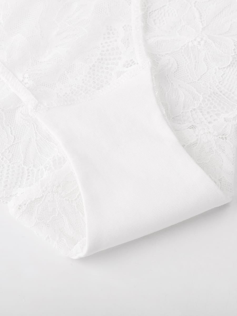 Elegant Low-Rise Lace Panties with Antibacterial Cotton Comfort