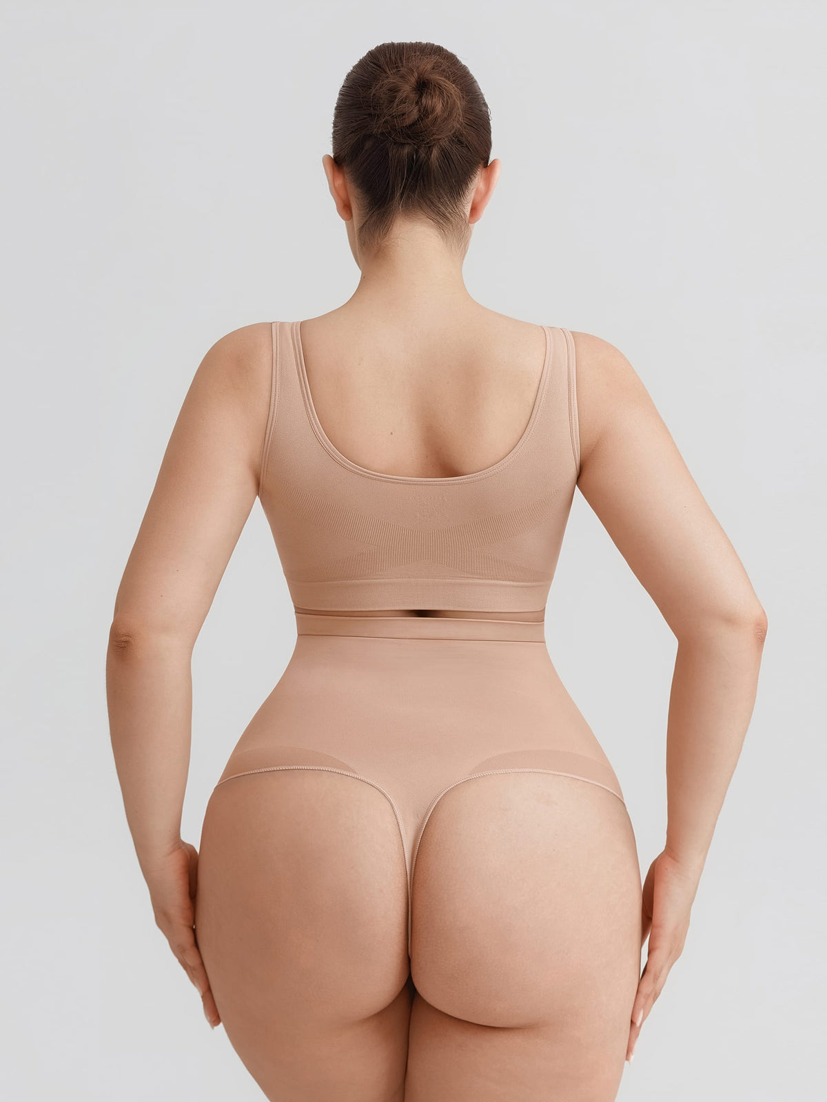 High-Waist Seamless Tummy Control Thong Shapewear with Anti-Roll Silicone