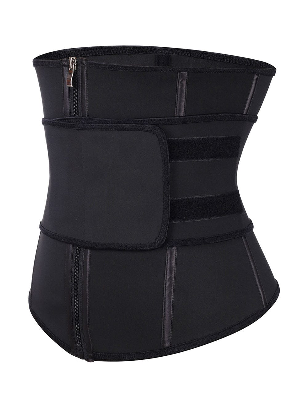 Ultimate Slimming Black Double Layer Waist Trainer with Steel Boning