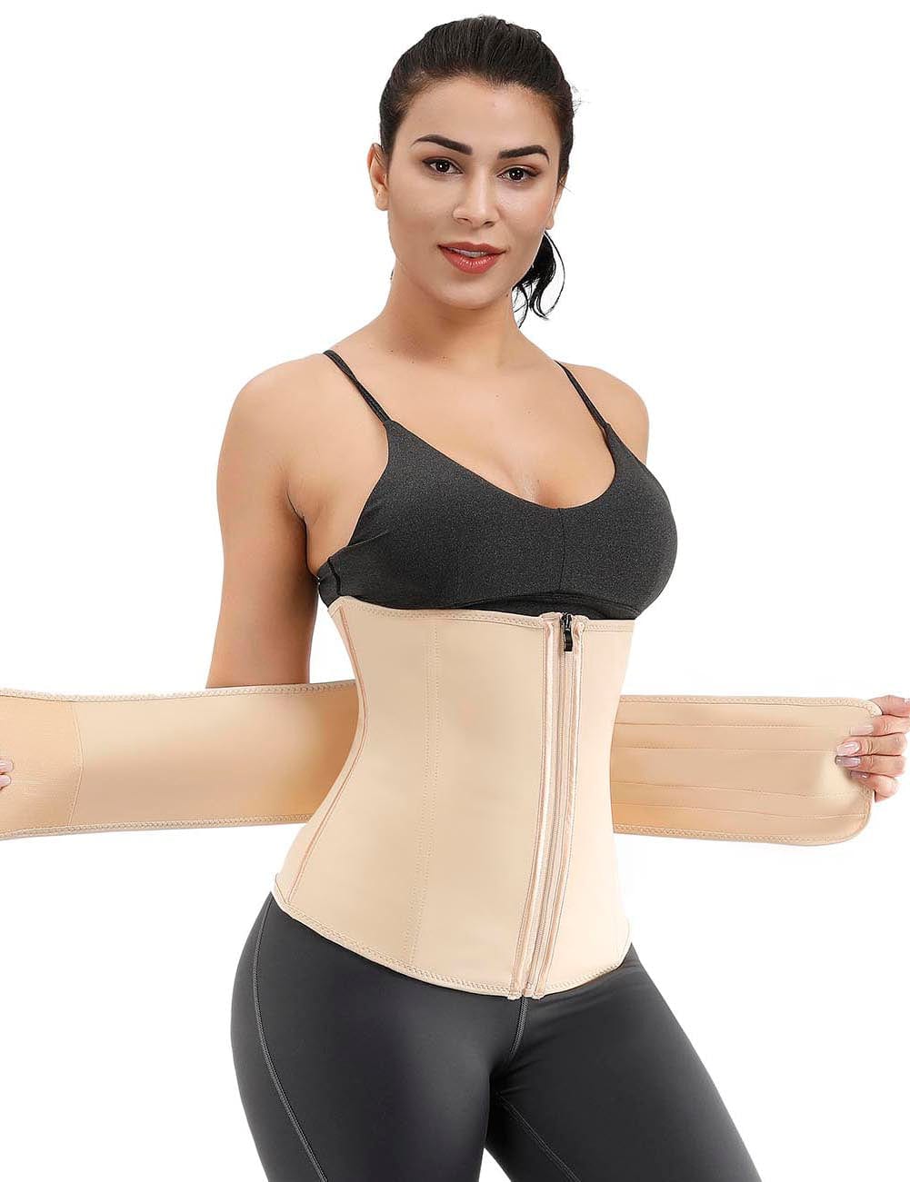 Ultimate Slimming Black Double Layer Waist Trainer with Steel Boning