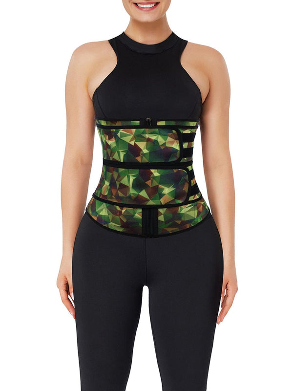 Camo Latex Waist Trainer with Double Belts for Tummy Slimming