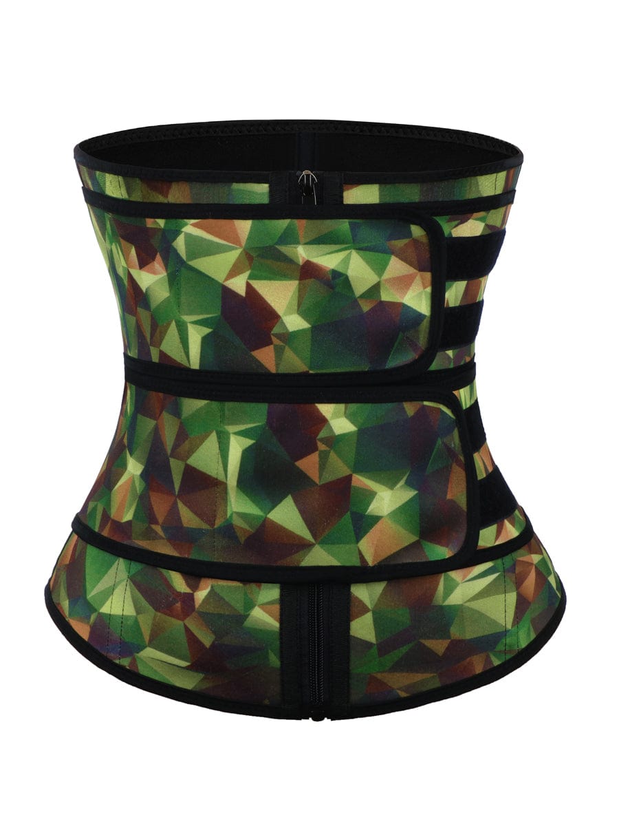 Camo Latex Waist Trainer with Double Belts for Tummy Slimming