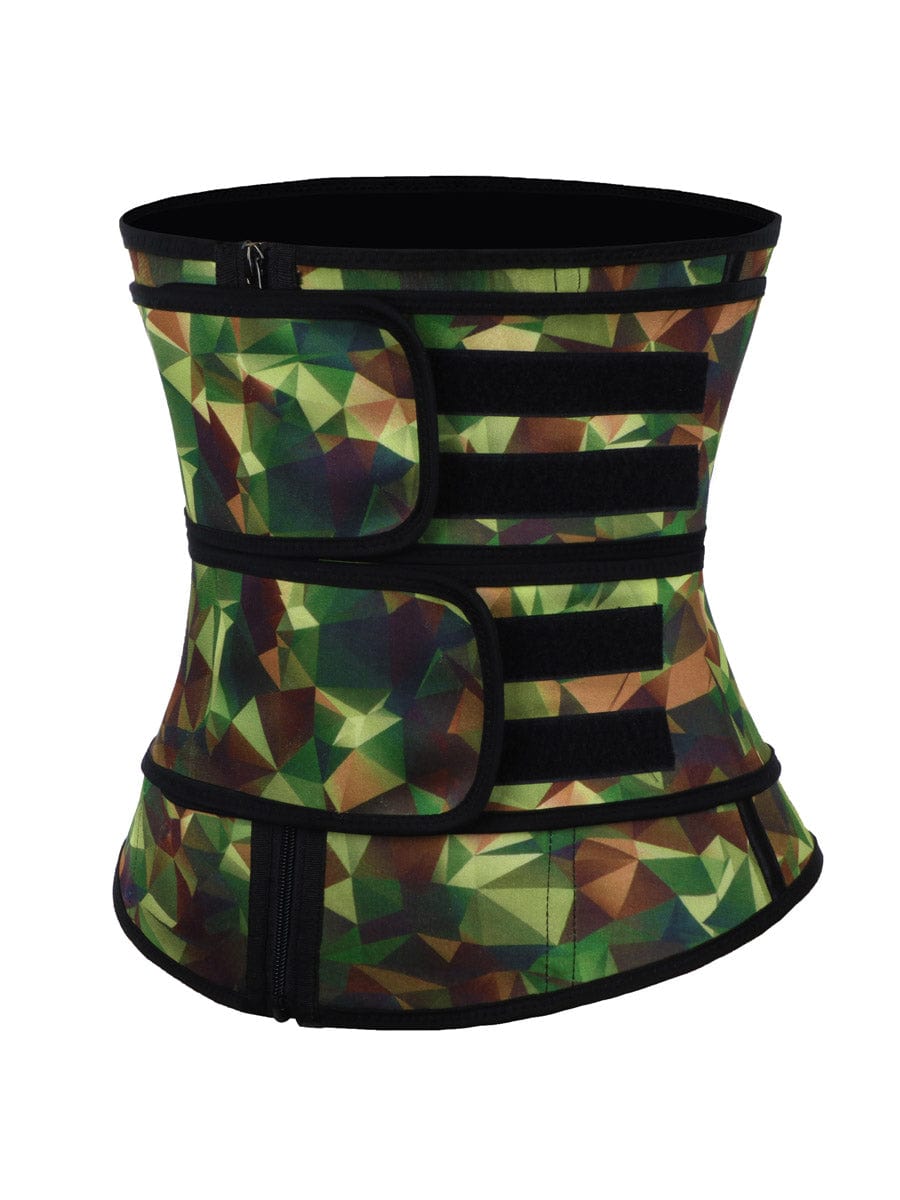 Camo Latex Waist Trainer with Double Belts for Tummy Slimming