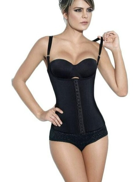 Sculpt Your Silhouette: Black Latex Waist Cincher with Steel Boning