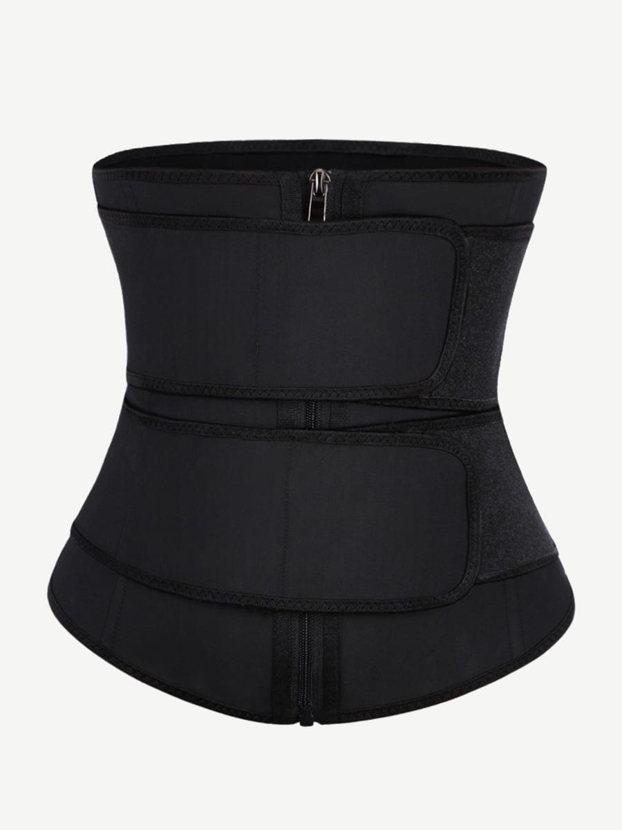 Plus Size Latex Double Belt Waist Trainer with Steel Support