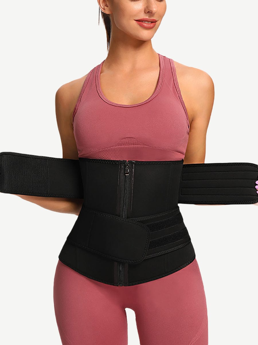 Athletic Black Neoprene Waist Trainer for Effective Tummy Control