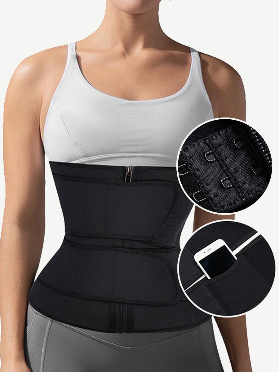 Plus Size Latex Double Belt Waist Trainer with Steel Support