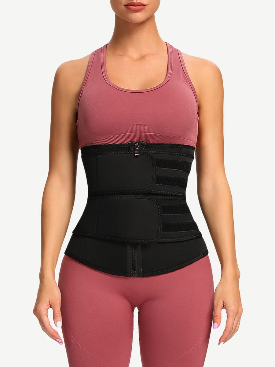 Athletic Black Neoprene Waist Trainer for Effective Tummy Control