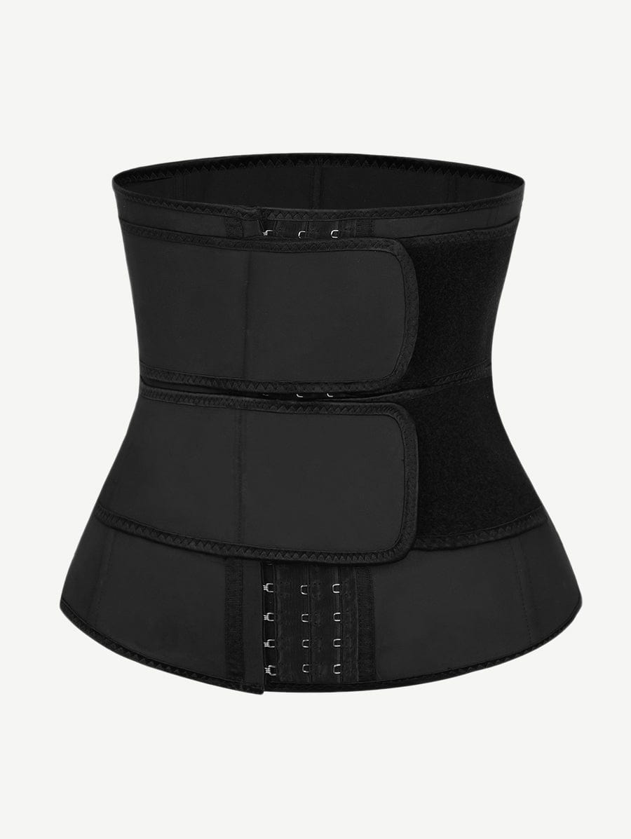 Sleek Black Plus Size Latex Waist Trainer with 7 Steel Bones