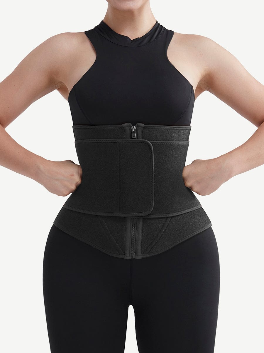 Ultimate Black Neoprene Waist Trainer with Steel Support