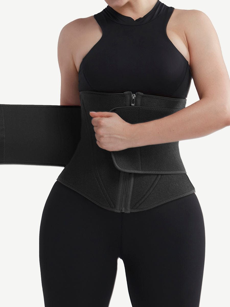 Ultimate Black Neoprene Waist Trainer with Steel Support