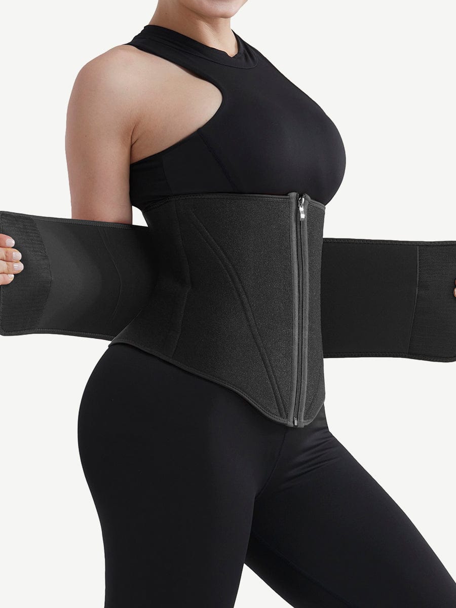 Ultimate Black Neoprene Waist Trainer with Steel Support