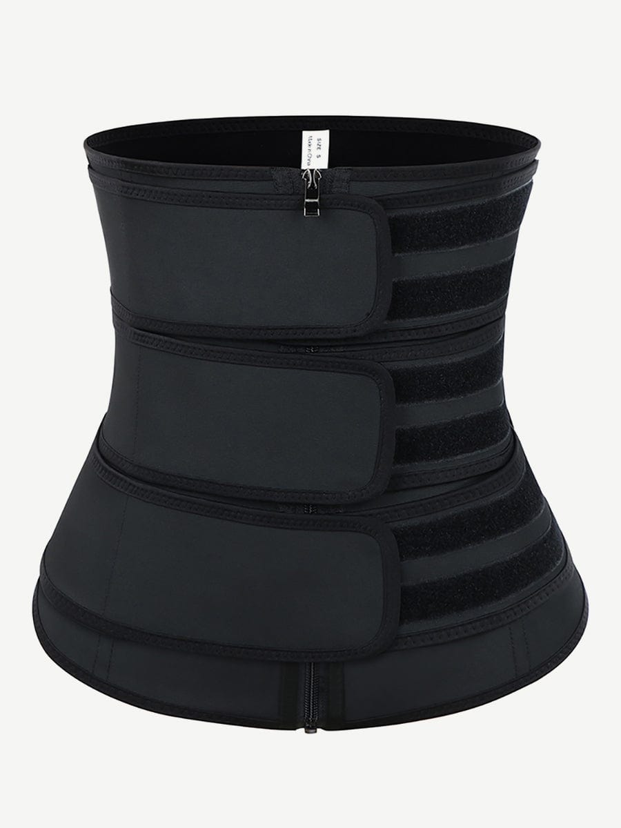 Sculpting Rose Red Latex Waist Trainer with 7 Steel Bones & Zipper Closure