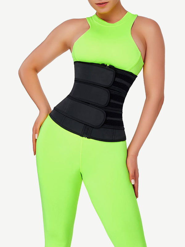 Sculpting Rose Red Latex Waist Trainer with 7 Steel Bones & Zipper Closure