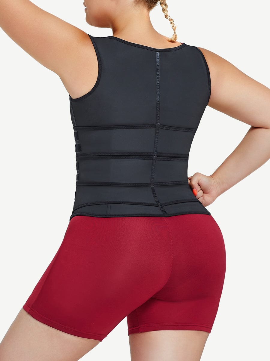 SlimFit Black Latex Waist Trainer Vest with Triple Belts