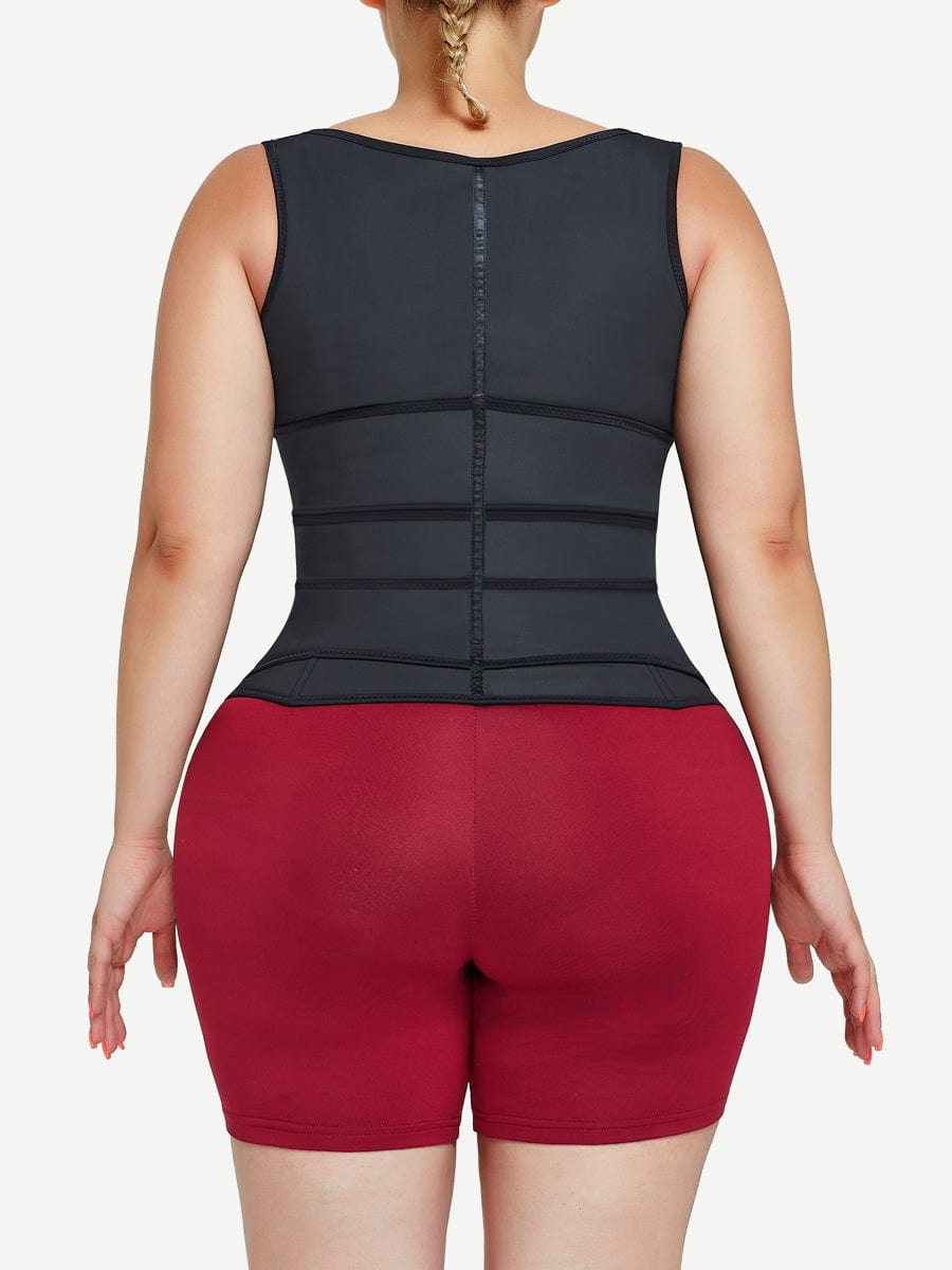SlimFit Black Latex Waist Trainer Vest with Triple Belts