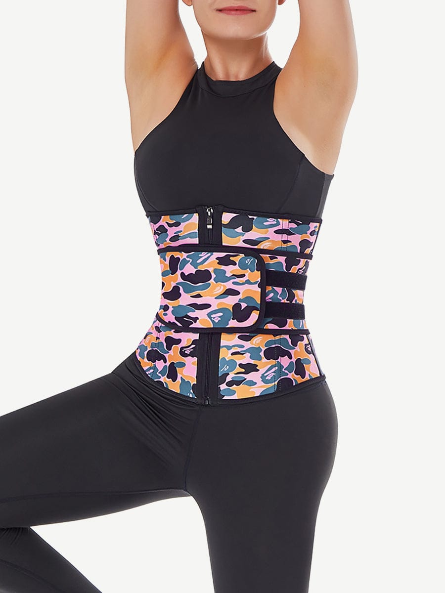 Camo Print Latex Waist Trainer with Adjustable Sling-Belt